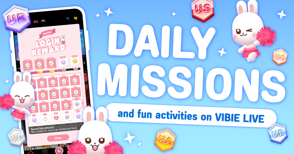 แนะนำภารกิจประจำวัน กิจกรรมสนุกๆ บน VIBIE LIVE มีอะไรให้ทำมากมาย คลายเหงาได้แน่นอน